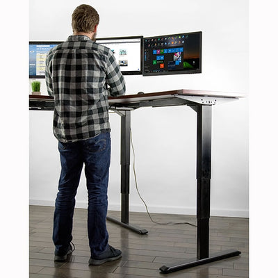 VIVO Multi Motor Electric Corner Desk Base Front View Standing