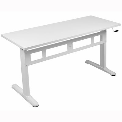 VIVO White 55 Crank Height Adjustable Desk 3D View