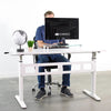 VIVO White 55 Crank Height Adjustable Desk Back View Sitting