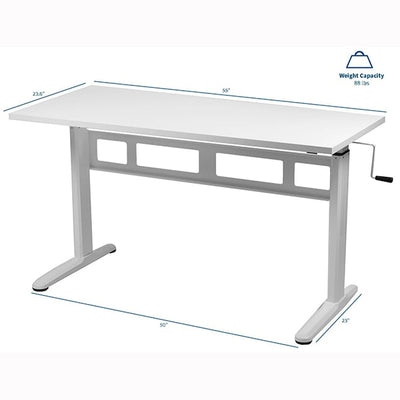 VIVO White 55 Crank Height Adjustable Desk Dimension