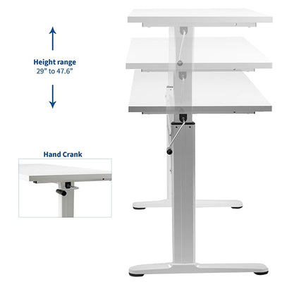 VIVO White 55 Crank Height Adjustable Desk Height Setting