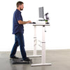 VIVO White 55 Crank Height Adjustable Desk Side View Standing