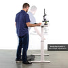VIVO White 55 Crank Height Adjustable Desk Side View Turning