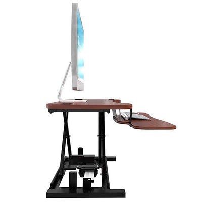 VersaDesk Power Pro 30 inch Electric Standing Desk Converter Cherry Side View Facing Right