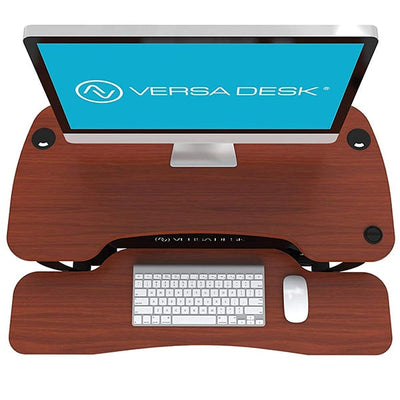 VersaDesk Power Pro 30 inch Electric Standing Desk Converter Cherry Top View