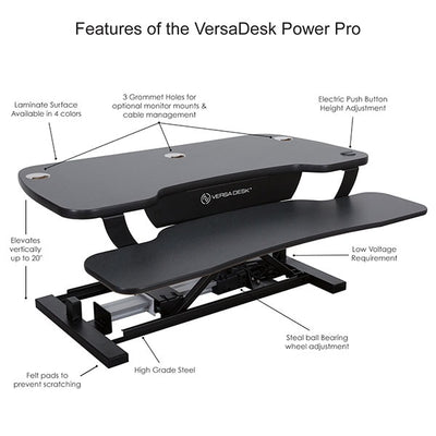 VersaDesk Power Pro 30 inch Electric Standing Desk Converter Features