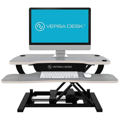 VersaDesk Power Pro 30 inch Electric Standing Desk Converter Gray Front View