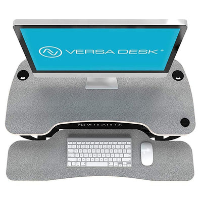 VersaDesk Power Pro 30 inch Electric Standing Desk Converter Gray Top View