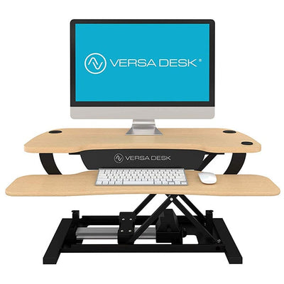 VersaDesk Power Pro 30 inch Electric Standing Desk Converter Maple Front View