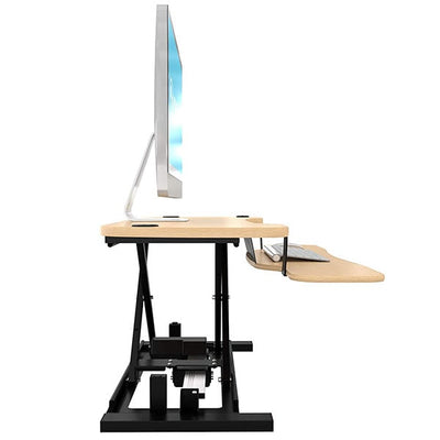 VersaDesk Power Pro 30 inch Electric Standing Desk Converter Maple Side View