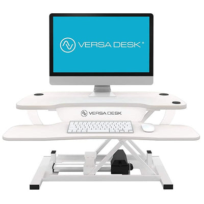 VersaDesk Power Pro 30 inch Electric Standing Desk Converter White Front View