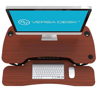 VersaDesk Power Pro 36 inch Electric Standing Desk Converter Cherry Top View