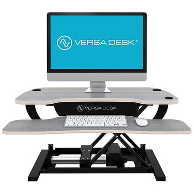 VersaDesk Power Pro 40 inch Electric Standing Desk Converter Gray Front View