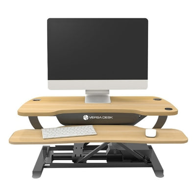 VersaDesk Power Pro 40 inch Electric Standing Desk Converter Maple