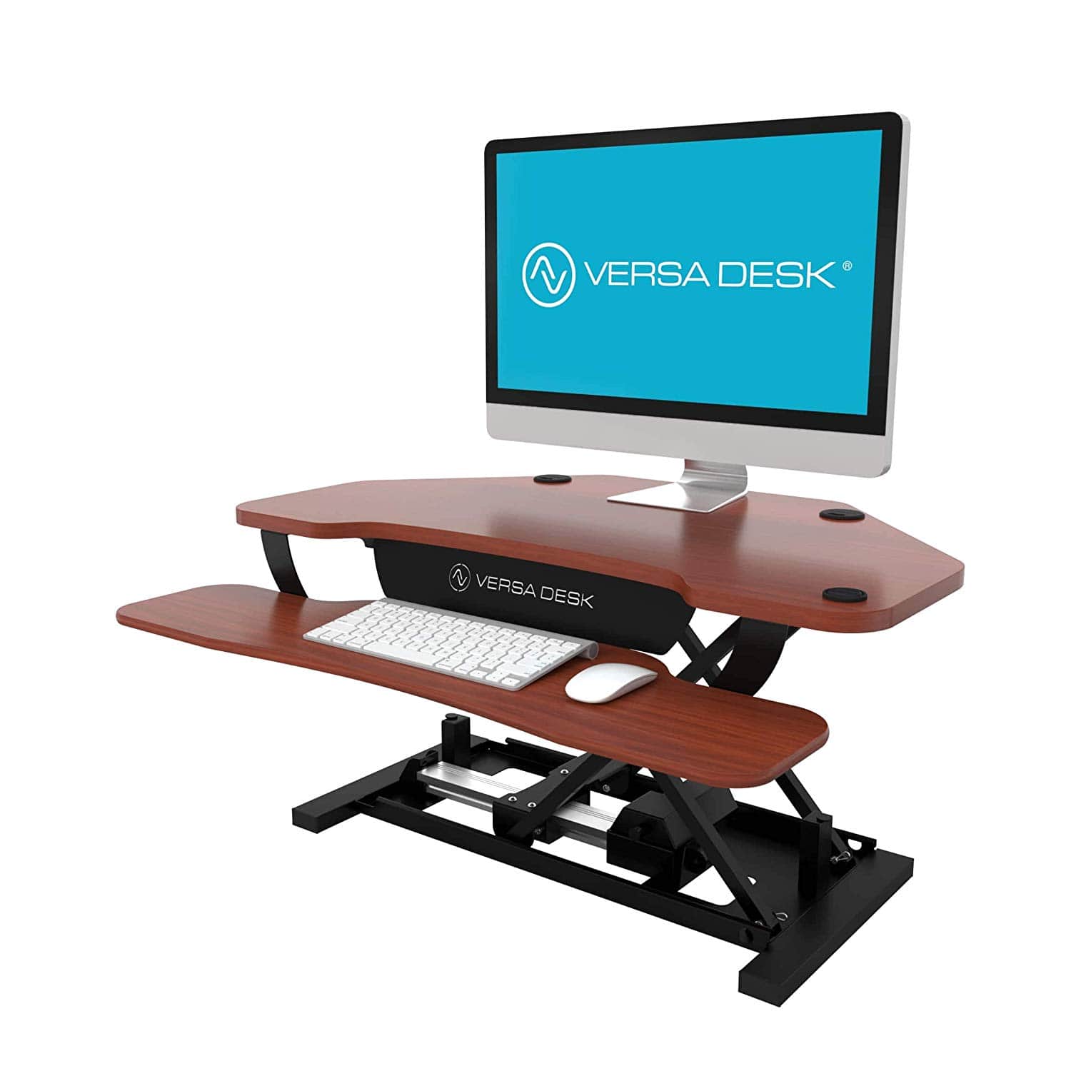 VersaDesk Power Pro Corner 36 inch Cherry 3D View Facing Left
