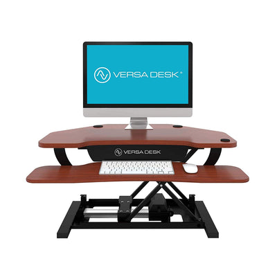 VersaDesk Power Pro Corner 36 inch Cherry Front View