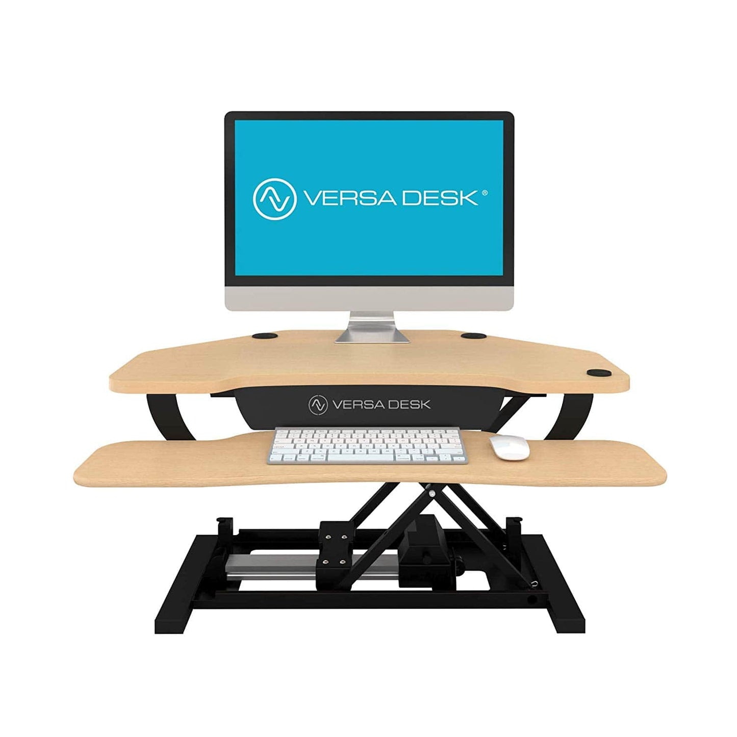 VersaDesk Power Pro Corner 36 inch Electric Maple Front View