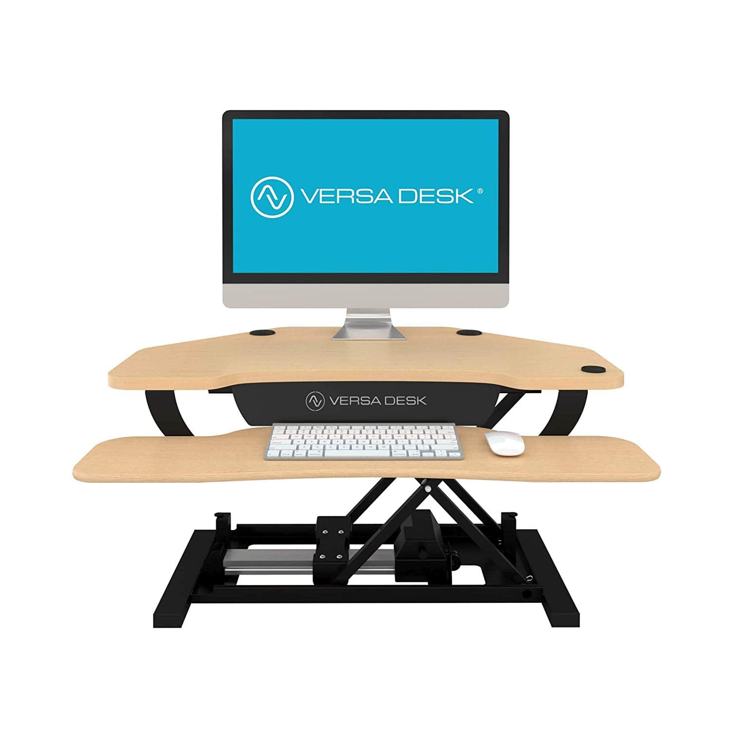 VersaDesk Power Pro Corner 36 inch Electric Maple Front View