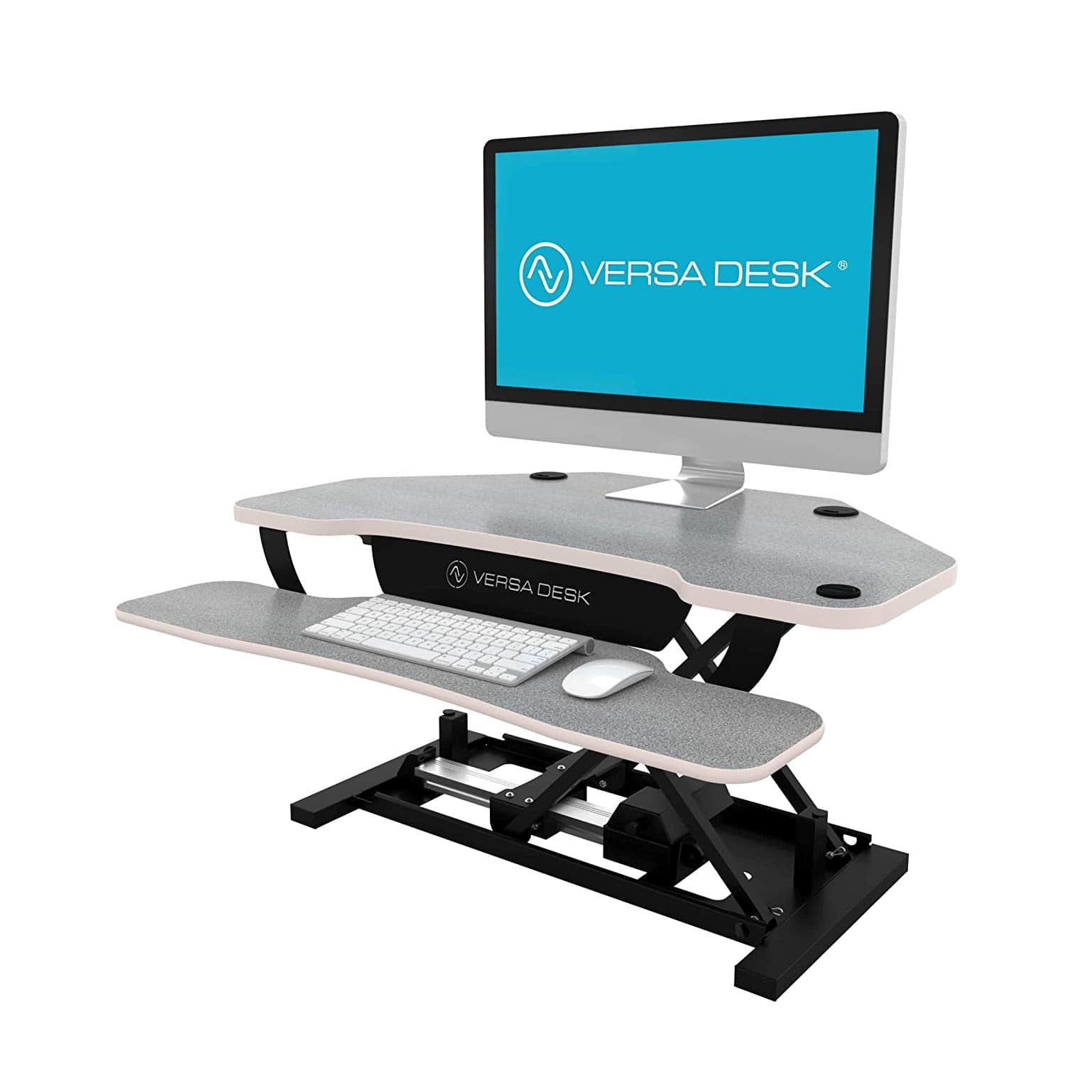 VersaDesk Power Pro Corner 36 inch Gray 3D View Facing Left