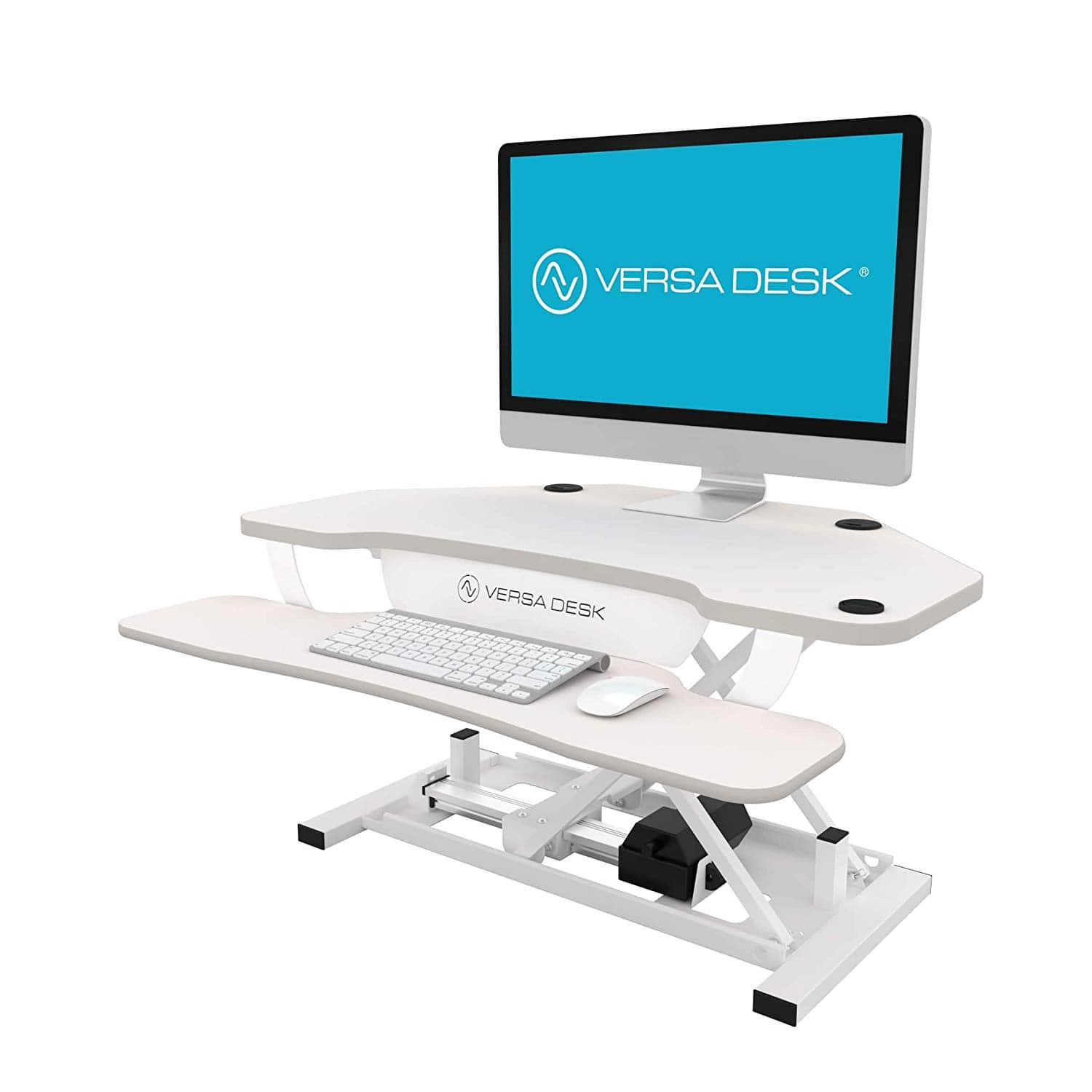 VersaDesk Power Pro Corner 36 inch White 3D View Facing Left