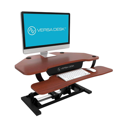 VersaDesk Power Pro Corner 36 inch Cherry 3D View Facing Right
