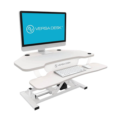 VersaDesk Power Pro Corner 36 inch White 3D View Facing Right