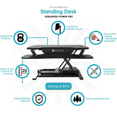 VersaDesk Power Pro 36 inch Electric Standing Desk Converter Functions