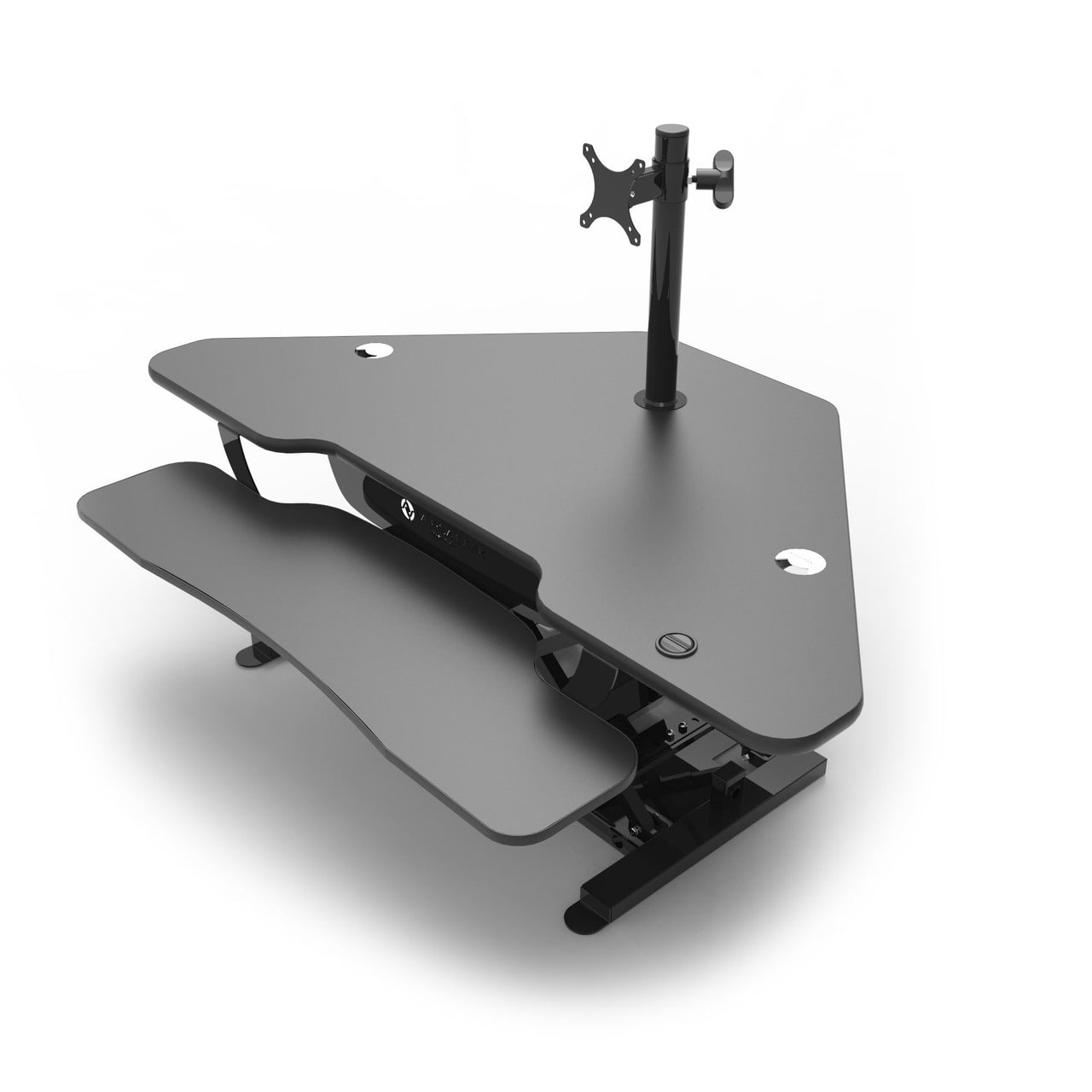 VersaDesk Universal Single LCD Monitor Arm Black On Corner Desk
