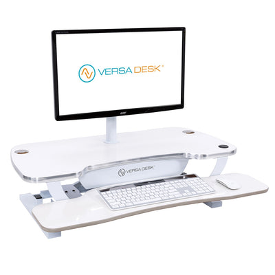VersaDesk Universal Single LCD Monitor Arm White Front View