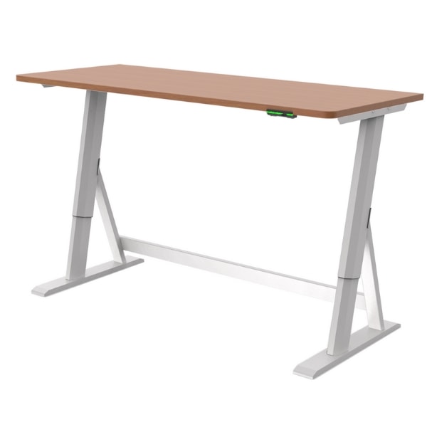 Vivistand Duo Standing Desk Clear Walnut White Base