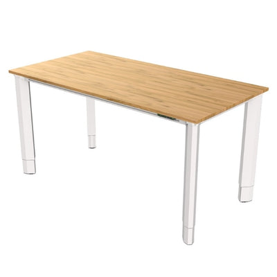 Vivistand Quattro 4 Leg Standing Desk Bamboo White Frame