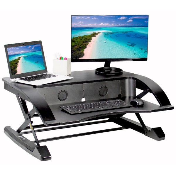 Vivo Desk-V000R 36_ Black Standing Desk Riser 3D View