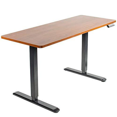 Vivo Electric Standing Desks Dark Walnut Black Frame 60 x 24