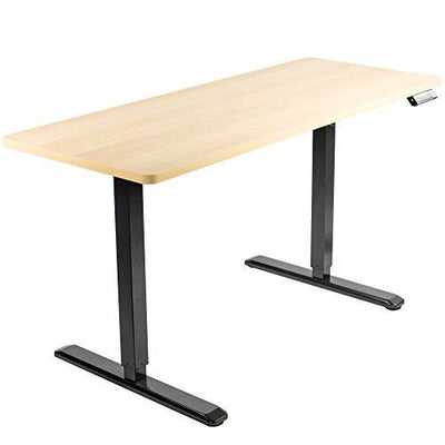Vivo Electric Standing Desks Light Wood Black Frame 60 x 24