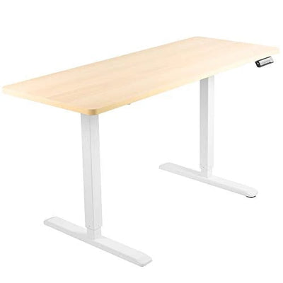 Vivo Electric Standing Desks Light Wood White Frame 60 x 24