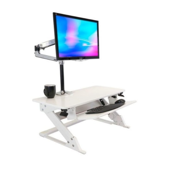 iMovR ZipLift+ Standing Desk Converter 3D View Facing Right White