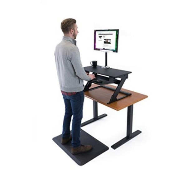 iMovR ZipLift+ Standing Desk Converter Top Front Side View Standing