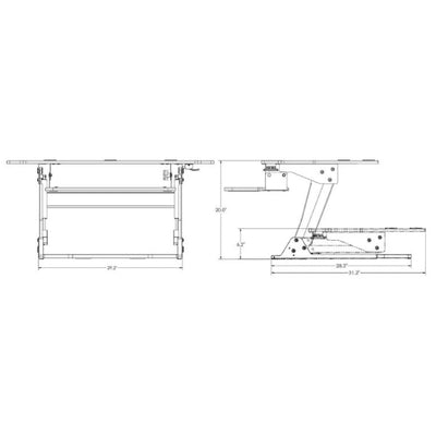 iMovR Ziplift+ Corner Standing Desk Converter Dimensions